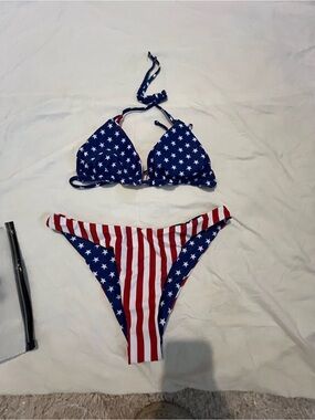 SHEIN Red White and Blue Stars & Stripes Bikini